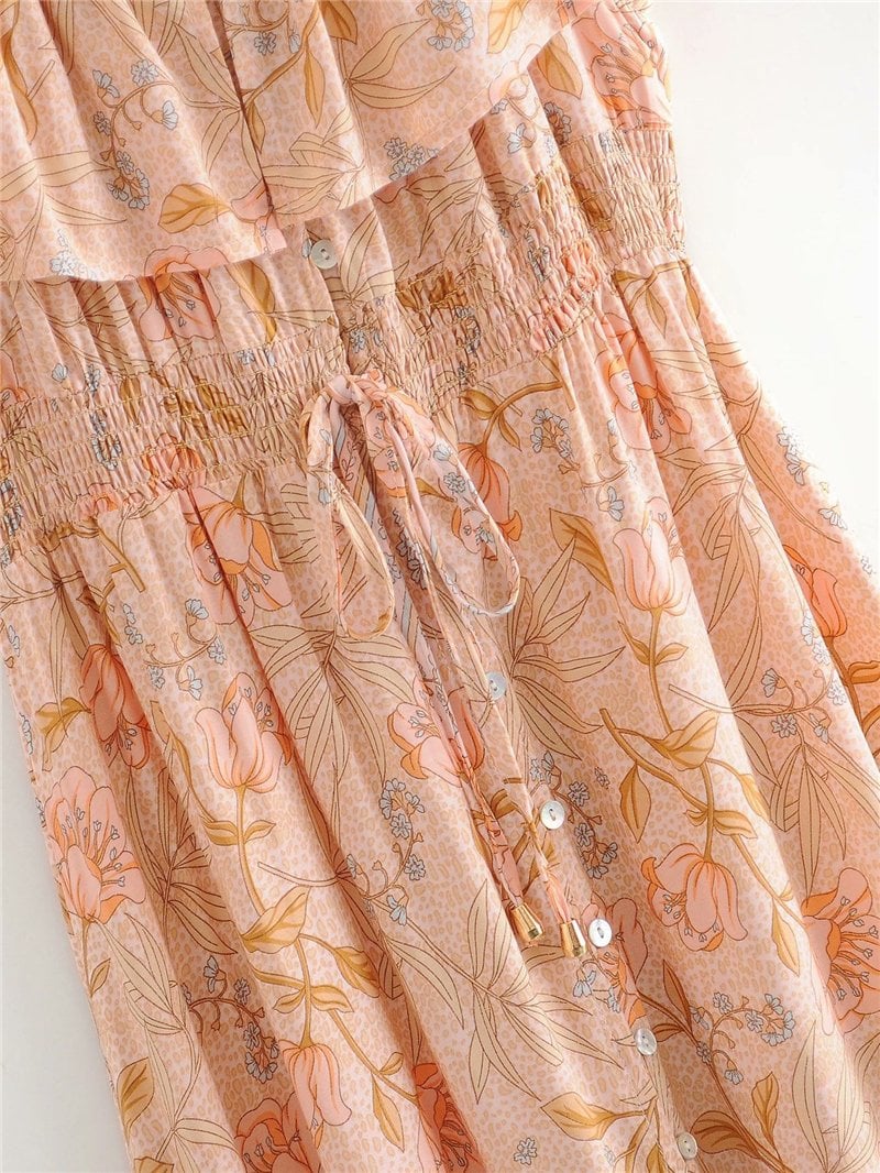 Boho Maxi Dress, Off  Shoulder Dress, Wild Rose in Pink Old Rose
