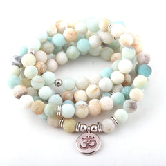 Boho Bracelet, RH Yoga Bracelet, Amazonite Natural Green Stone