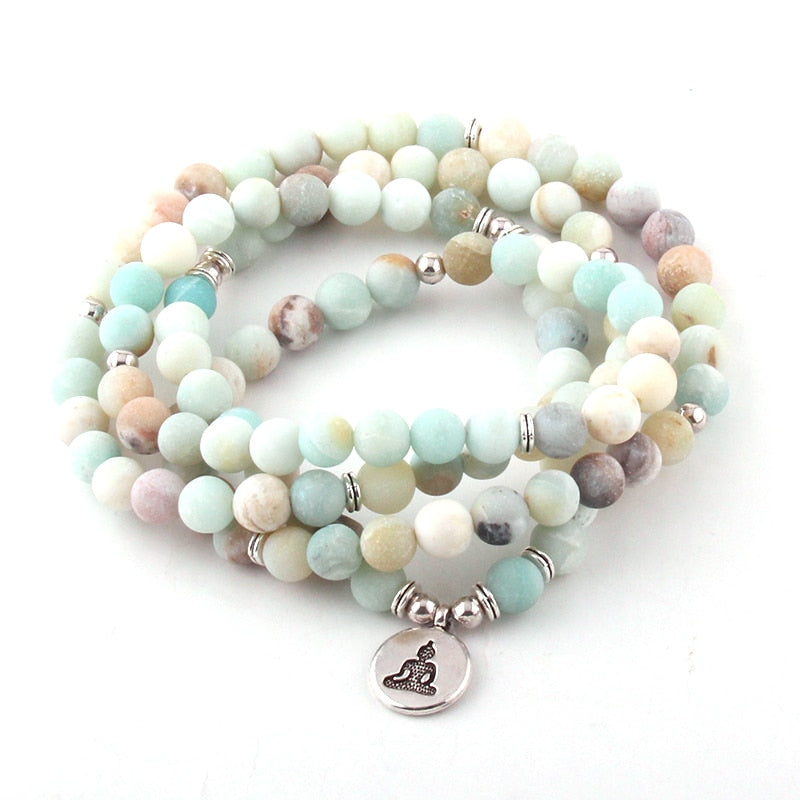 Boho Bracelet, RH Yoga Bracelet, Amazonite Natural Green Stone