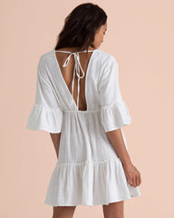 Boho Boho Mini Dress, Beach Dress, Cover up Dress,  White Tunic Linda