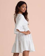 Boho Boho Mini Dress, Beach Dress, Cover up Dress,  White Tunic Linda