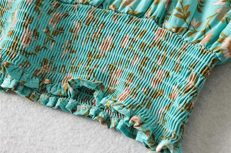 Boho Two Piece Set, Two Piece Pants Set, Wild Floral in Mint Green
