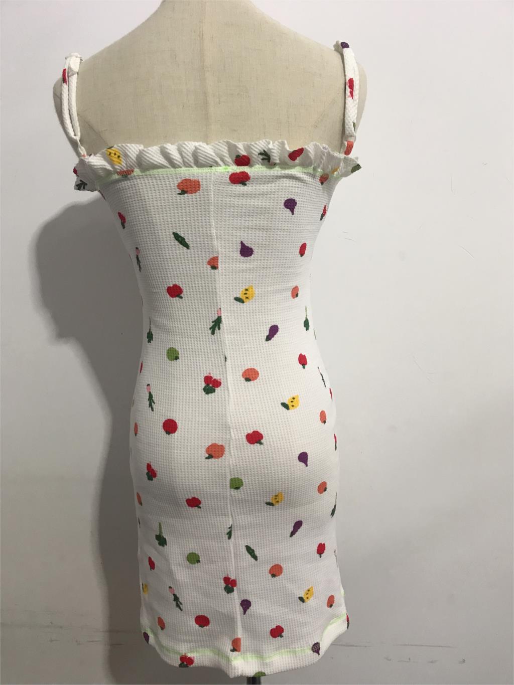 Boho Two Piece Set, Cardigan and  Dress, White Mix Fruit
