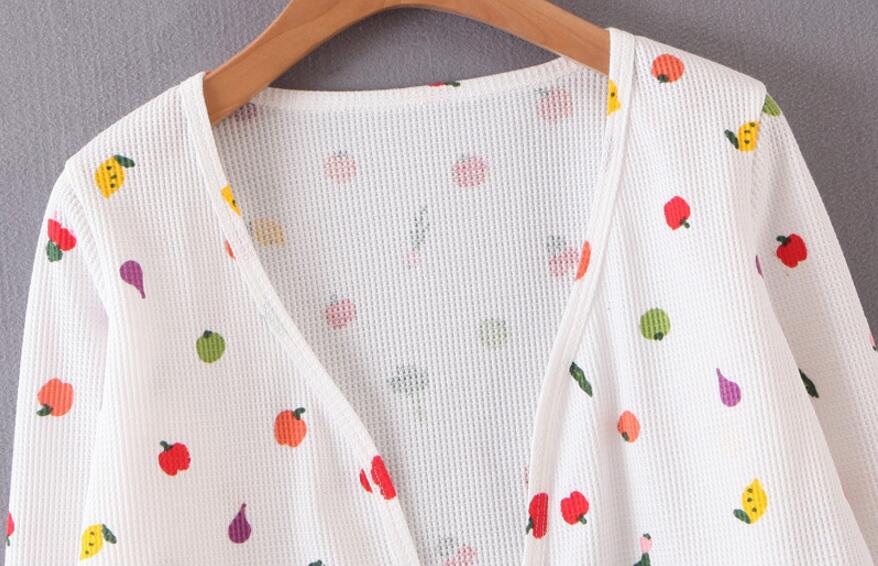 Boho Two Piece Set, Cardigan and  Dress, White Mix Fruit