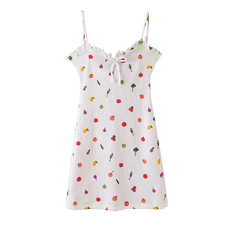 Boho Two Piece Set, Cardigan and  Dress, White Mix Fruit