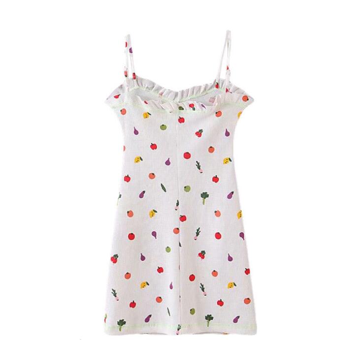 Boho Two Piece Set, Cardigan and  Dress, White Mix Fruit