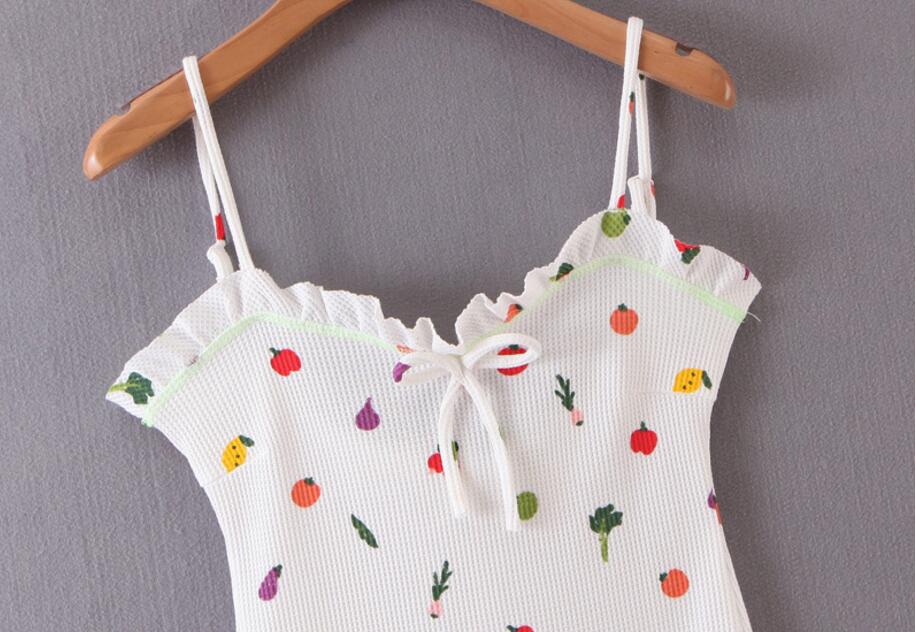 Boho Two Piece Set, Cardigan and  Dress, White Mix Fruit