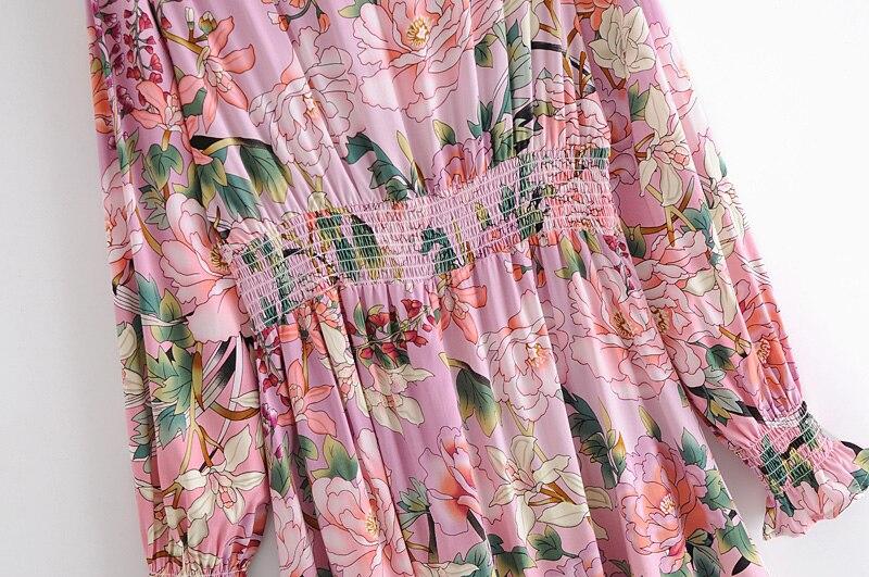 Boho Maxi Dress, Pink Rose