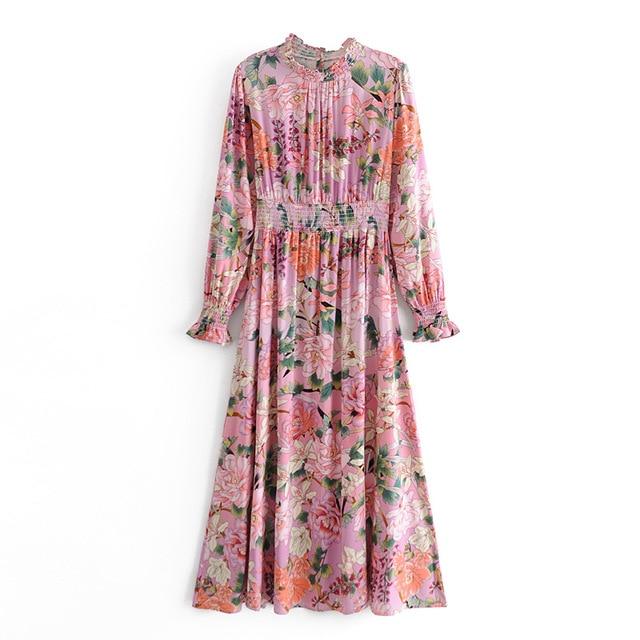 Boho Maxi Dress, Pink Rose