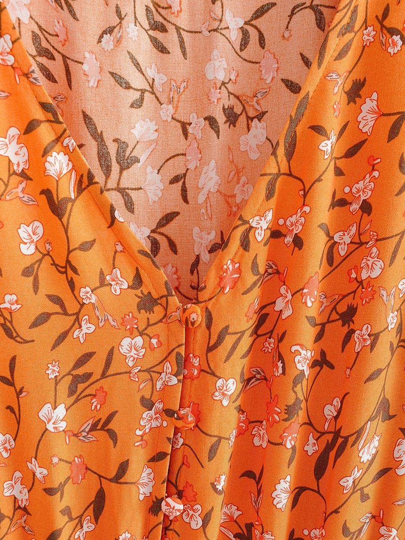 Boho Maxi Dress, Gown, Vacation in Saffron Orange