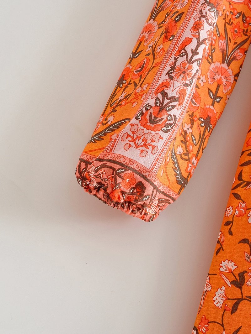 Boho Maxi Dress, Gown, Vacation in Saffron Orange