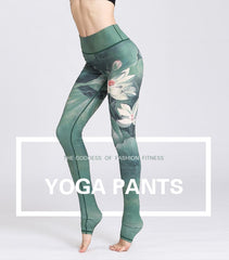 Yoga Legging, Yoga Pants, Boho Legging, Printed Tight, Green Lotus