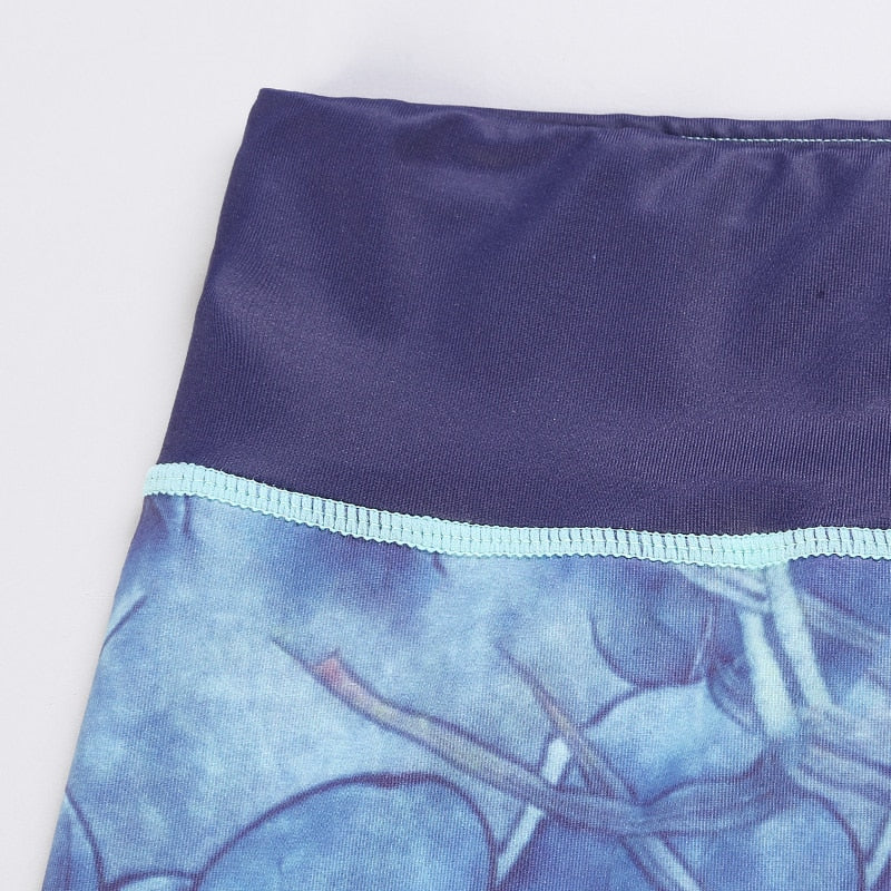 Yoga Legging, Yoga Pants, Boho Legging, Printed Tight, Blue Rose