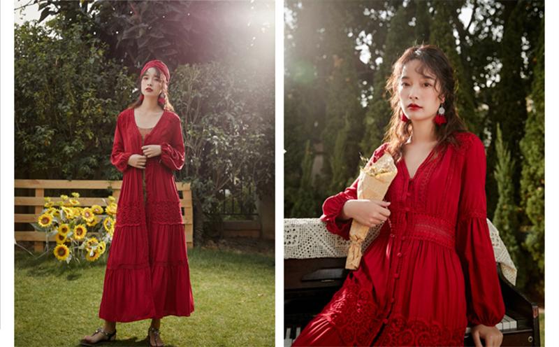 Boho Maxi Dress, Red Cloud