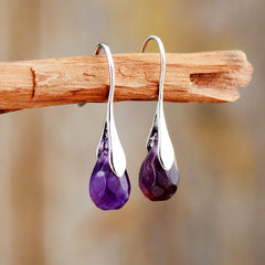 Boho Earrings, Dangle Earrings, Purple Amethyst and Red Jasper