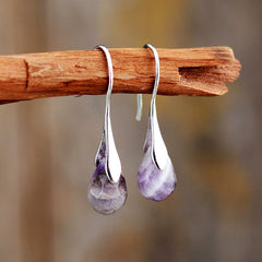 Boho Earrings, Dangle Earrings, Purple Amethyst and Red Jasper