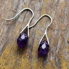 Boho Earrings, Dangle Earrings, Purple Amethyst and Red Jasper
