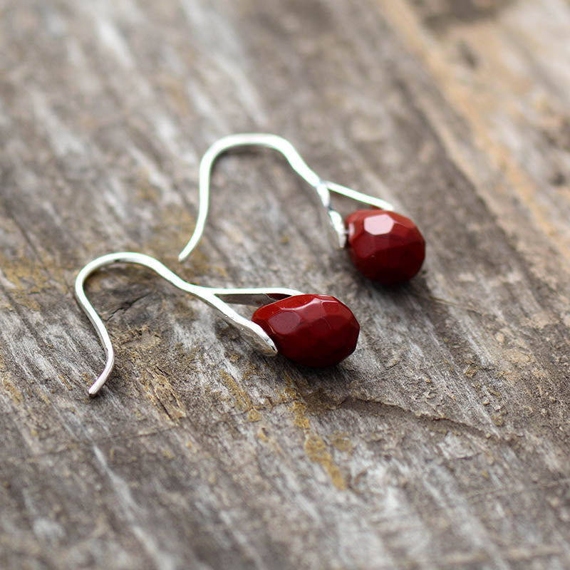 Boho Earrings, Dangle Earrings, Purple Amethyst and Red Jasper