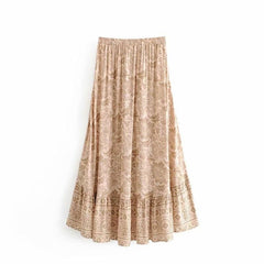 Boho Skirt, Hippie Skirts, Midi Skirt, Brown Floral Lion