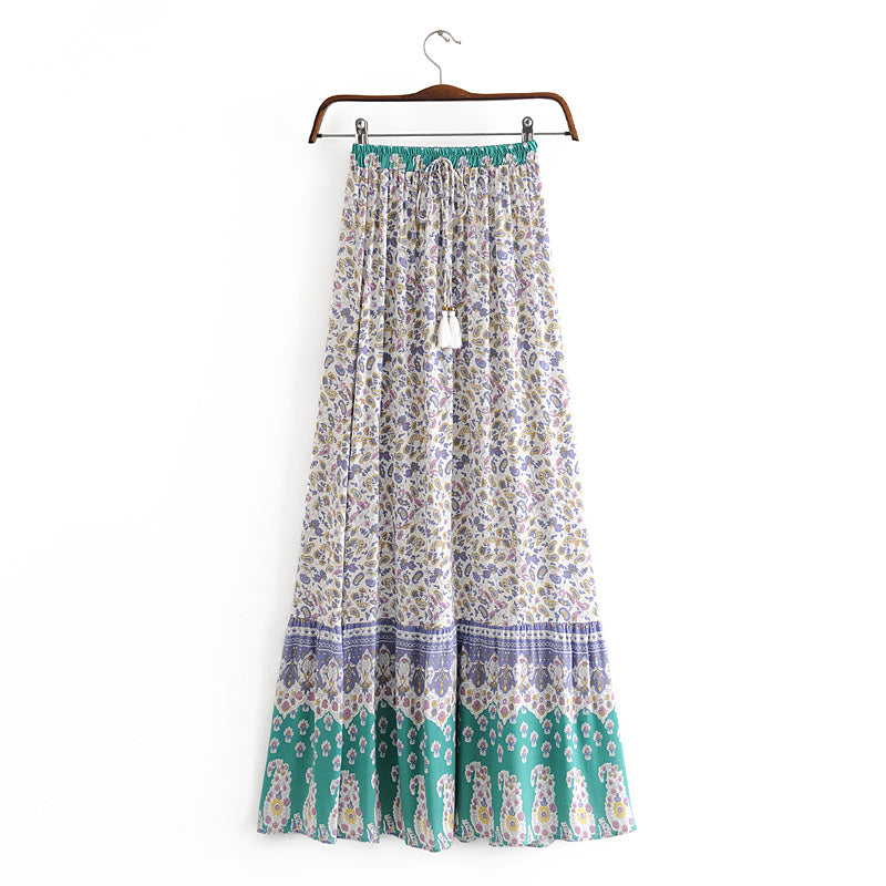 Boho Skirt, Hippie Skirts, Maxi Skirt, Paisley Green
