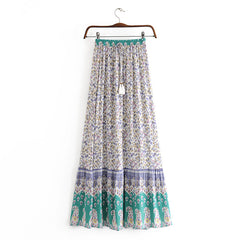 Boho Skirt, Hippie Skirts, Maxi Skirt, Paisley Green