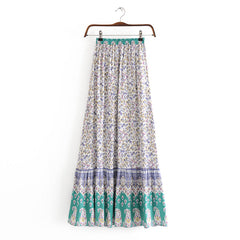 Boho Skirt, Hippie Skirts, Maxi Skirt, Paisley Green