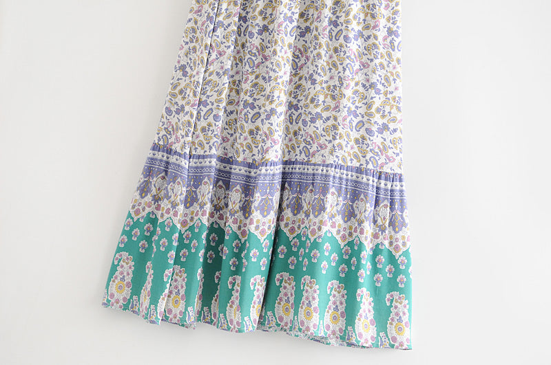 Boho Skirt, Hippie Skirts, Maxi Skirt, Paisley Green