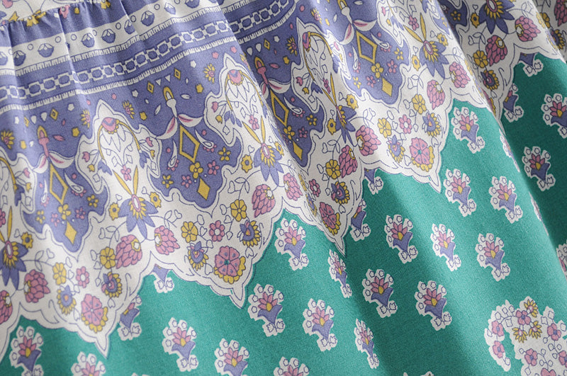Boho Skirt, Hippie Skirts, Maxi Skirt, Paisley Green