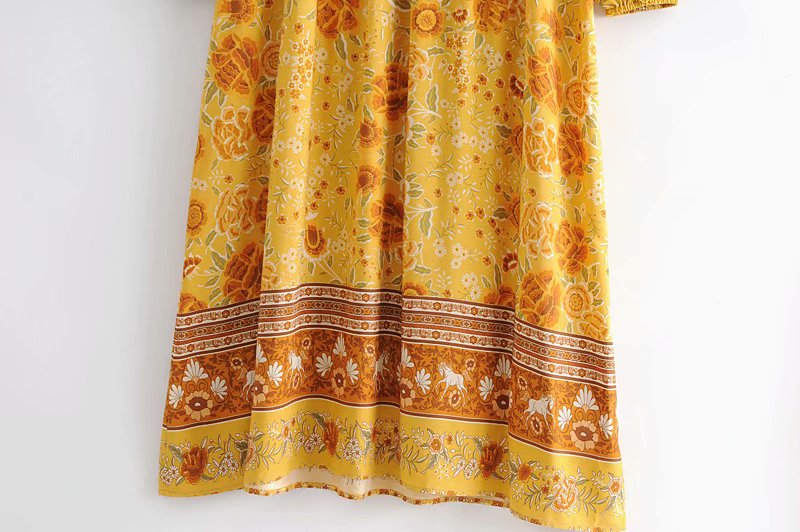 Gown Dress, Boho Maxi Dress, Loose Dress, Yellow Golden Celebration Rose