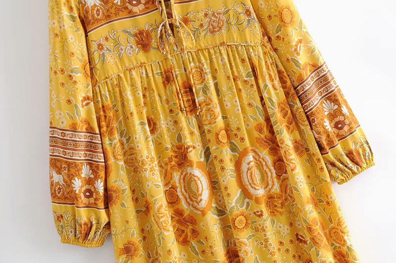 Gown Dress, Boho Maxi Dress, Loose Dress, Yellow Golden Celebration Rose