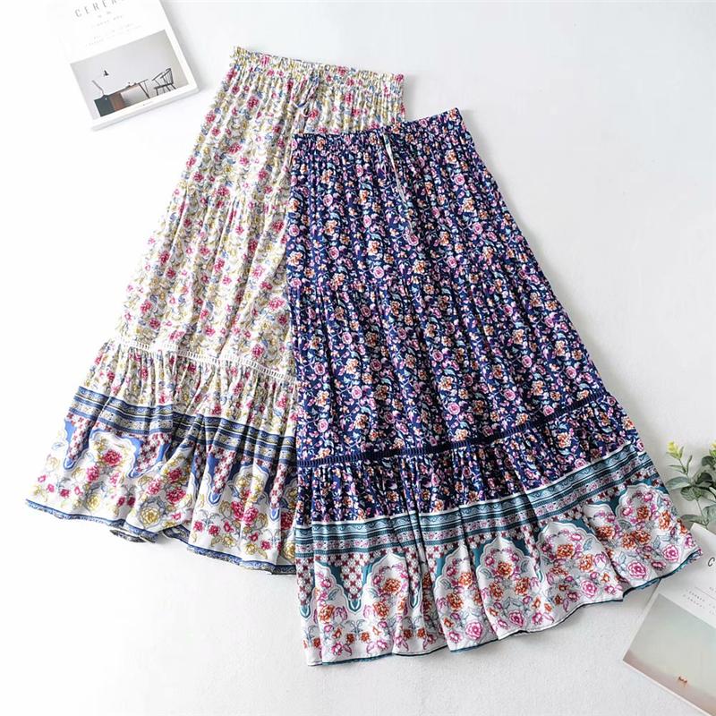 Boho Skirt, Hippie Skirts, Maxi Skirt, Wild Floral Rosa Violet