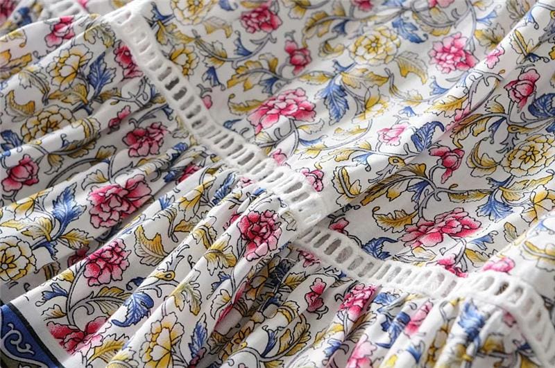 Boho Skirt, Hippie Skirts, Maxi Skirt, Wild Floral Rosa Off White