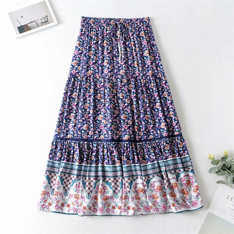 Boho Skirt, Hippie Skirts, Maxi Skirt, Wild Floral Rosa Violet