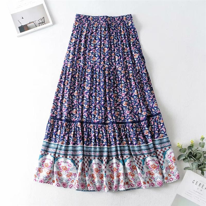 Boho Skirt, Hippie Skirts, Maxi Skirt, Wild Floral Rosa Violet