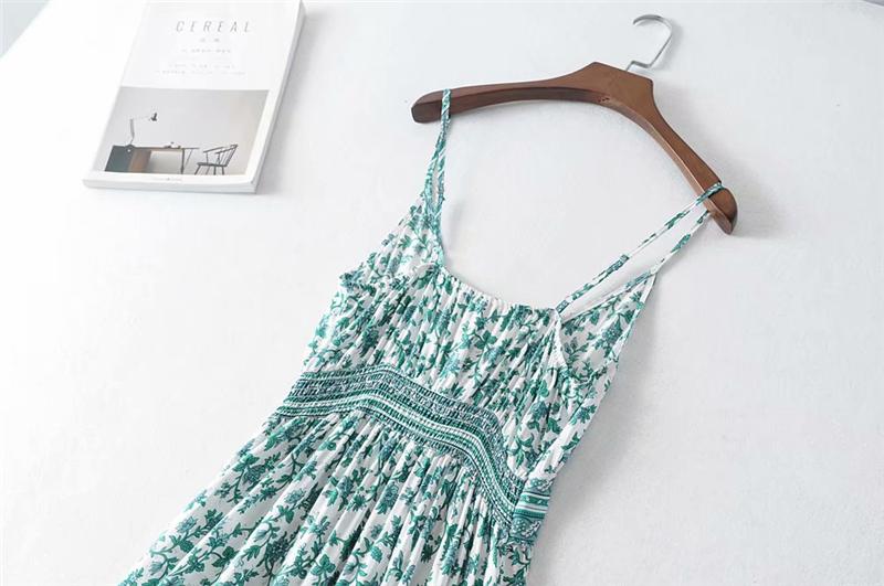 Boho Midi Dress, Strappy Fresh Mint Green
