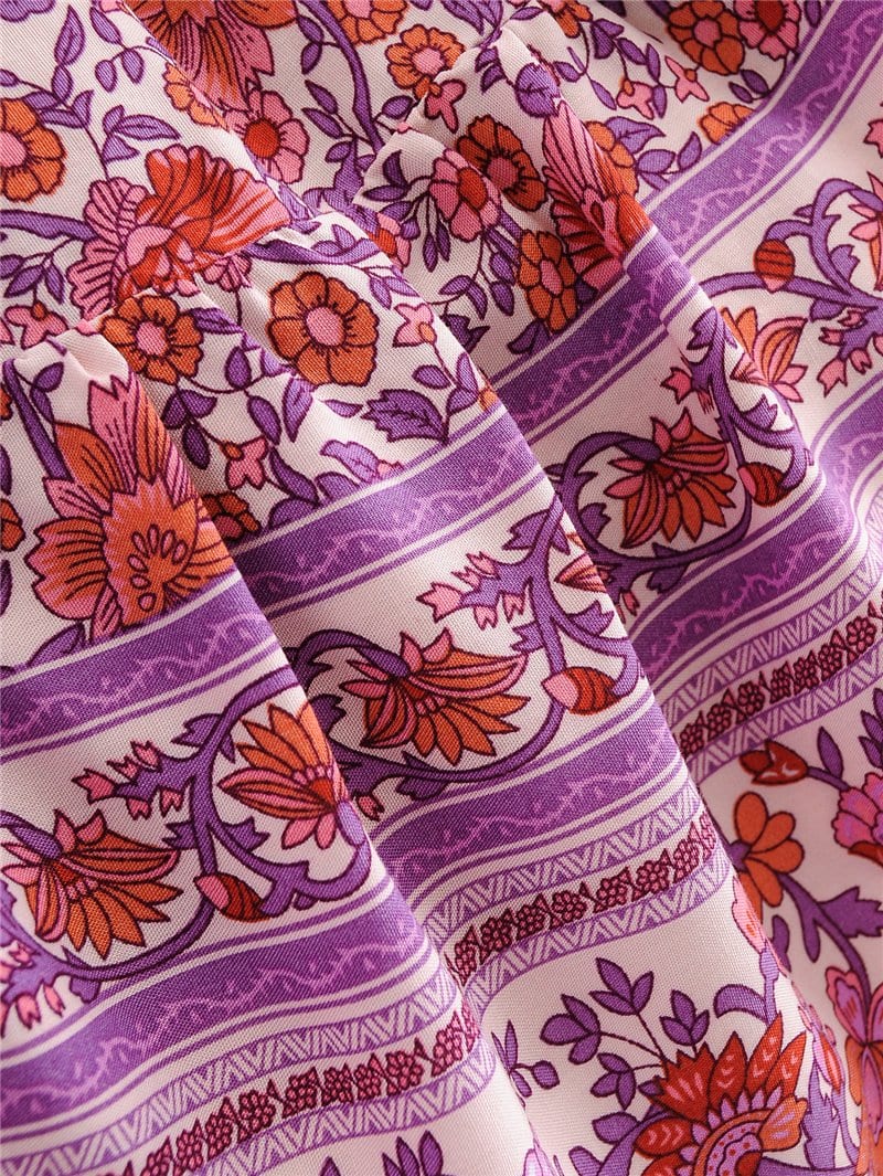 Boho Maxi Dress, Sundress, Pink Purple Rose