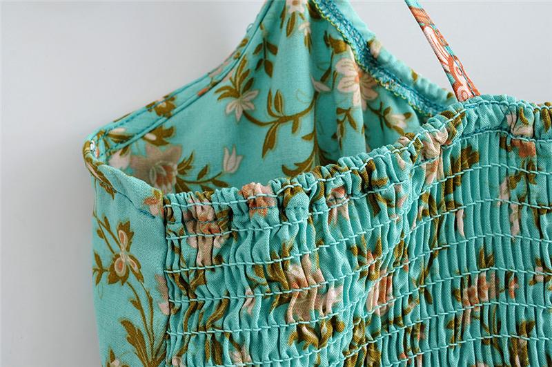 Boho Two Piece Set, Two Piece Skirt Set, Wild Floral in Mint Green