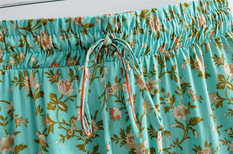 Boho Two Piece Set, Two Piece Skirt Set, Wild Floral in Mint Green