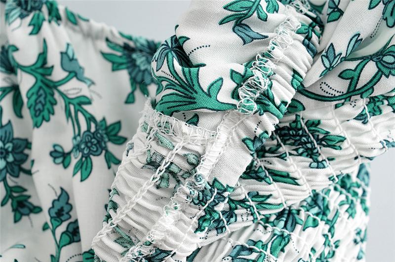 Boho Two Piece Set, Two Piece Skirt Set, Wild Floral in Green
