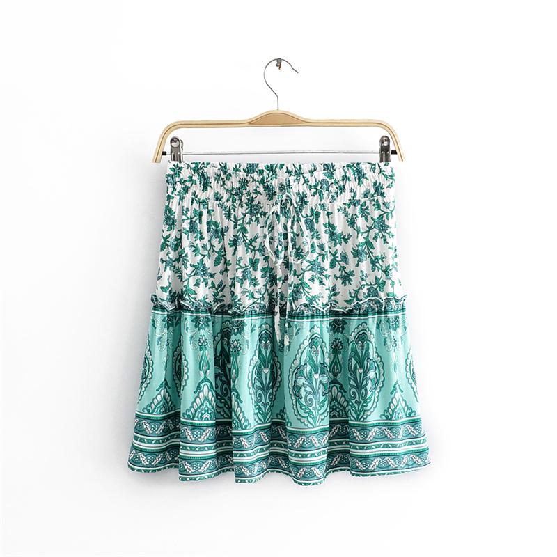 Boho Two Piece Set, Two Piece Skirt Set, Wild Floral in Green