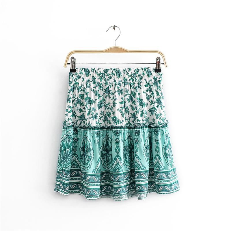 Boho Two Piece Set, Two Piece Skirt Set, Wild Floral in Green