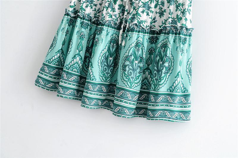 Boho Two Piece Set, Two Piece Skirt Set, Wild Floral in Green