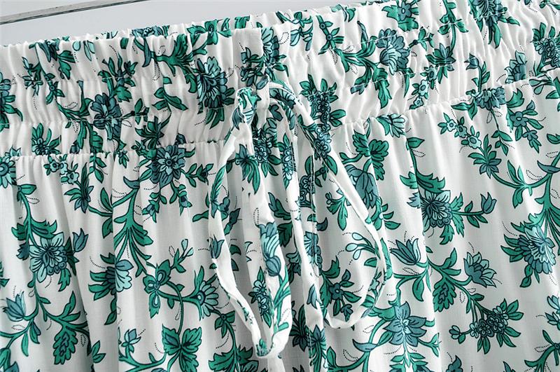 Boho Two Piece Set, Two Piece Skirt Set, Wild Floral in Green