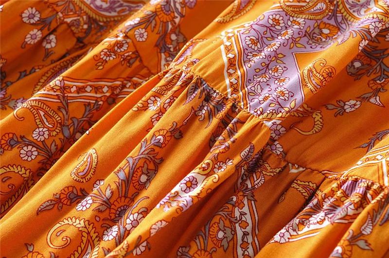 Boho Skirt, Hippie Skirts, Maxi Skirt, Wild Floral in Indian Yellow Mustard