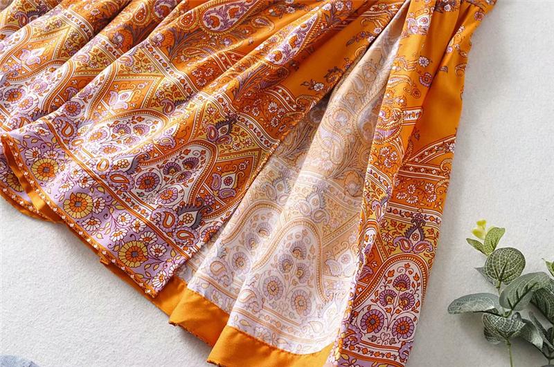 Boho Skirt, Hippie Skirts, Maxi Skirt, Wild Floral in Indian Yellow Mustard
