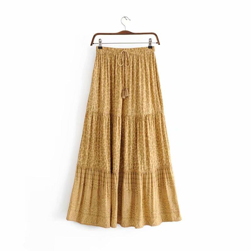 Boho Skirt, Hippie Skirts, Maxi Skirt, Gold Tiger