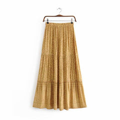 Boho Skirt, Hippie Skirts, Maxi Skirt, Gold Tiger