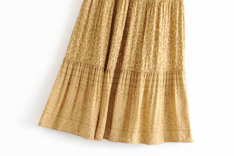 Boho Skirt, Hippie Skirts, Maxi Skirt, Gold Tiger