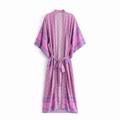 Boho Robe, Kimono Robe,  Beach Cover up,  Bohemian in Pink Purple Orchid