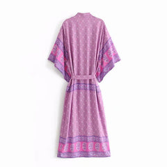 Boho Robe, Kimono Robe,  Beach Cover up,  Bohemian in Pink Purple Orchid